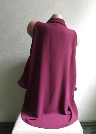 Рубашка с открытыми плечами. туника с удлиненной спинкой. фрак.  марсала, бордо.5 фото