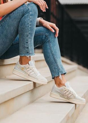 Adidas forum beige, женские кроссовки адидас бежевые, кросівки жіночі адідас форум