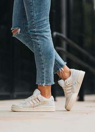 adidas forum beige, женские кроссовки адидас бежевые, кросівки жіночі адідас форум5 фото