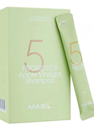 Шампунь для балансу ph шкіри голови з пробіотиками masil 5 probiotics apple vinegar shampoo 8ml