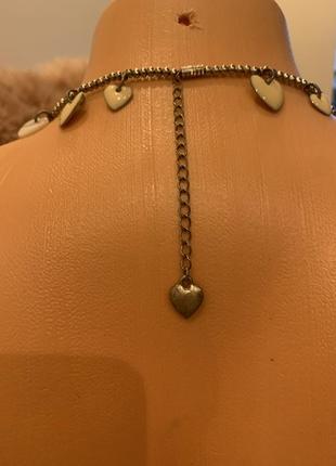 Шикарное винтажные колье чокер с сердечками-перламутр и эмаль!!!3 фото