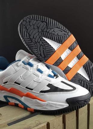 Чоловічі кросівки adidas niteball білі із зеленим та оранжевим2 фото