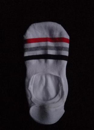 19см короткі шкарпетки білі з трьома кольоровими смужками, силіконова смужка на п'ятах