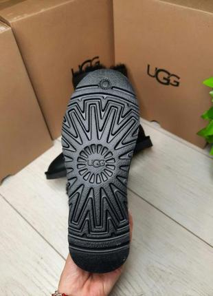 Жіночі чоботи шкіряні з блискучою ґудзиком уггі ugg bailey button black leather2 фото