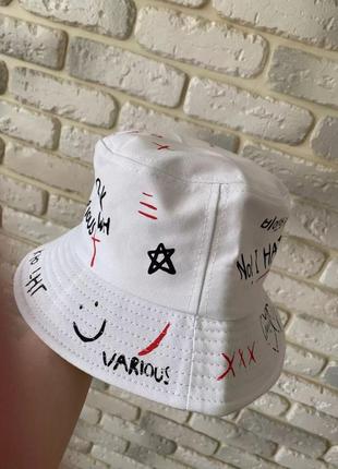 Панама панамка шляпа шапка белая принт хайп качественная новая6 фото