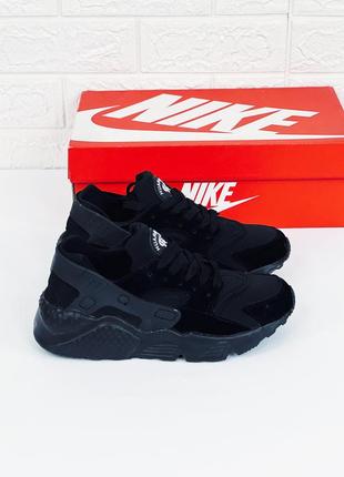 Кросівки nike air max huarache кросівки найк аїр хуарачи замш чорні