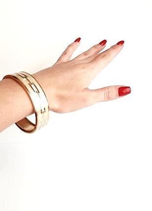 Шикарний жіночий браслет на руку золотий бежевий емаль висока якість
