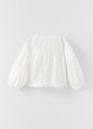 Блуза из хлопка с ажурной вышивкой zara3 фото