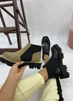Екслюзивні черевики з італійської шкіри та замші жіночі2 фото