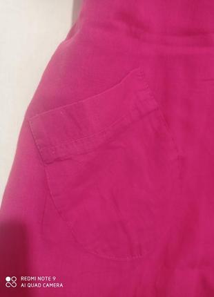 30. хлопковая тонкая пышная розовая блуза без рукавов пуговиц с рюшами футболка туника хлопок3 фото