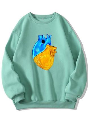 Женский свитшот в стиле oversize s-m l-xl(42-44 46-48) спортивная кофта мятная с принтом