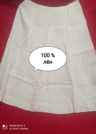 Хс. лляная міді rowlands біла лляна спідниця льяная льон льон льон