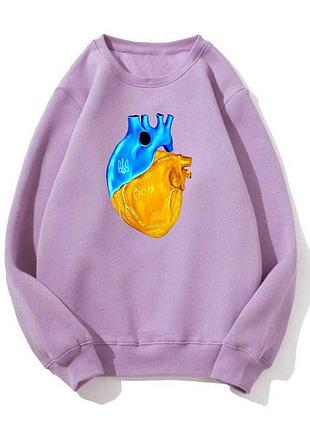 Женский свитшот в стиле oversize s-m l-xl(42-44 46-48) спортивная кофта лиловая с принтом