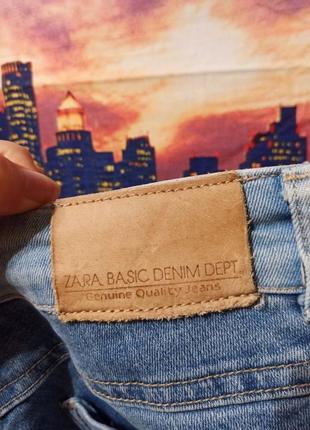 Жіночі джинси zara basic denim рванки голубі штани брюки блакитні джегінси легінси скіні скінні6 фото