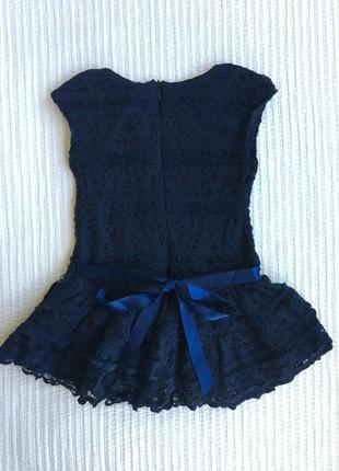 Нарядное кружевное платье colabear глубокого синего цвета р98 маломерит2 фото