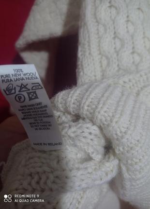Шерстяной irish knit  вязанный белый молочный кремовый свитер шерсть джгуты вовна вовняний3 фото