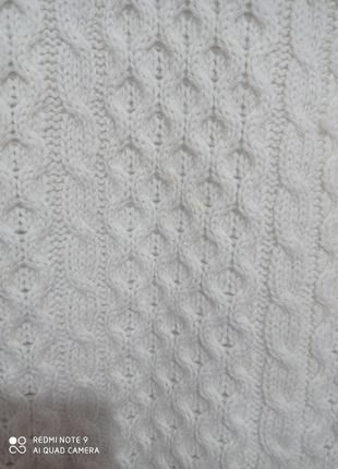 Шерстяной irish knit  вязанный белый молочный кремовый свитер шерсть джгуты вовна вовняний4 фото