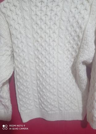Шерстяной irish knit  вязанный белый молочный кремовый свитер шерсть джгуты вовна вовняний5 фото