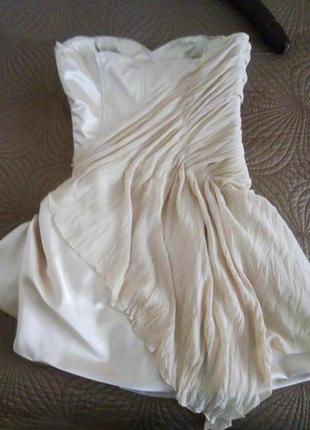 Роскошное дизайнерское платье-бюстье с драпировкой цвета нюд!!!4 фото