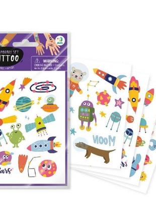 Набір дитячих татуювань «космічні друзі» dodo toys 301097 тимчасові тату