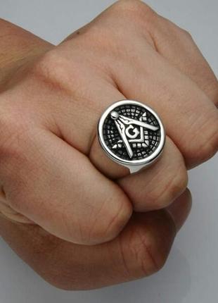 Перстень чоловічий, перстень-печатка, масонський знак2 фото
