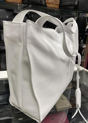 Сумка белая мягкая итальянская сумка кожаная сумка шкіряна світла біла сумка жіноча3 фото