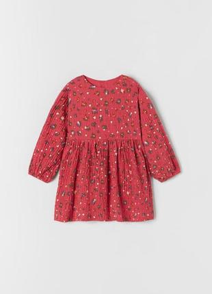 Дитяча сукня в квітку zara червоне 3-4 років1 фото