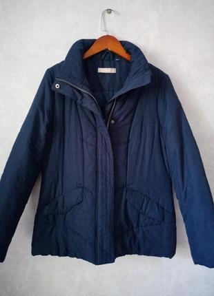 Женская демисезонная куртка на синтепоне 46 размера темно-синего цвета