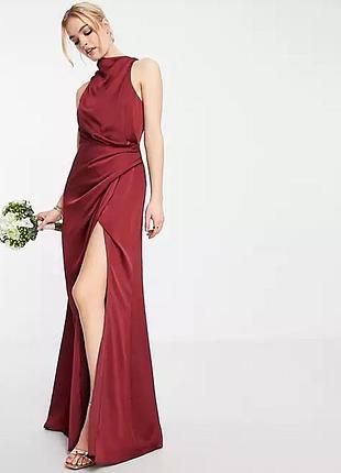 Бордова довга сукня asos