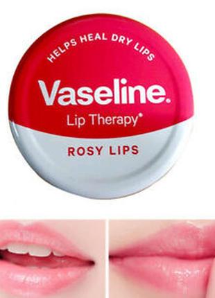Бальзам для губ "троянда" vaseline lip therapy rose1 фото