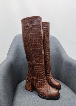 Дизайнерські чоботи maria 💕шкіра натуральна алігатор осінь зима / чоботи mary натуральна шкіра осінь зима2 фото