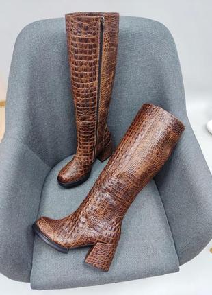 Дизайнерські чоботи maria 💕шкіра натуральна алігатор осінь зима / чоботи mary натуральна шкіра осінь зима3 фото