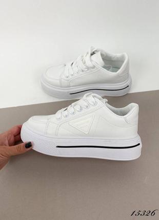 Кросівки на високій подошві білі кроссовки кеды белые на высокой подошве трендовые эко кожа9 фото