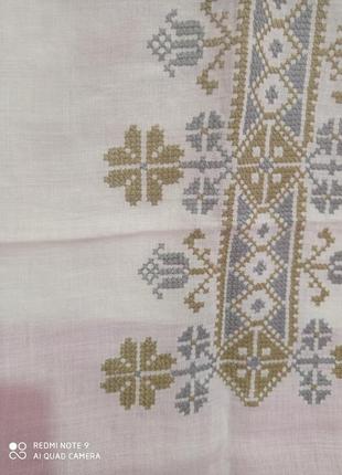 Натуральная салфетка рушник скатерть дорожка вышивка большим крестиком орнамент2 фото
