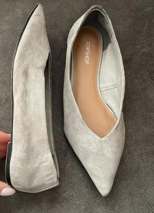 Сірі замшеві туфлі човники topshop2 фото