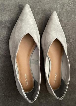 Сірі замшеві туфлі човники topshop3 фото