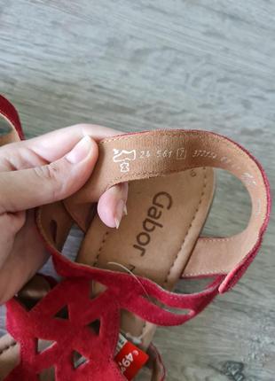 Босоніжки сандалі шльопанці червоні замшеві gabor6 фото