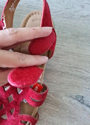 Босоніжки сандалі шльопанці замшеві червоні gabor7 фото