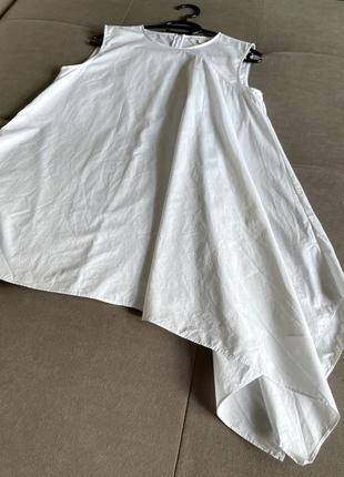 Стильна асиметрична біла блуза туніка cos2 фото
