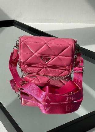 Сумка prada re-nylon padded shoulder pink4 фото