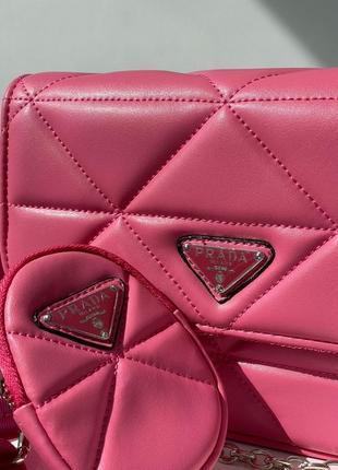 Сумка prada re-nylon padded shoulder pink6 фото