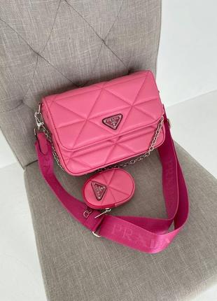 Сумка prada re-nylon padded shoulder pink7 фото