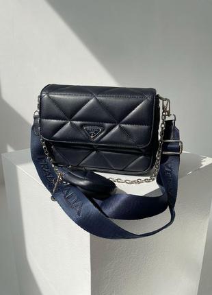 Сумка prada re-nylon padded shoulder dark blue1 фото