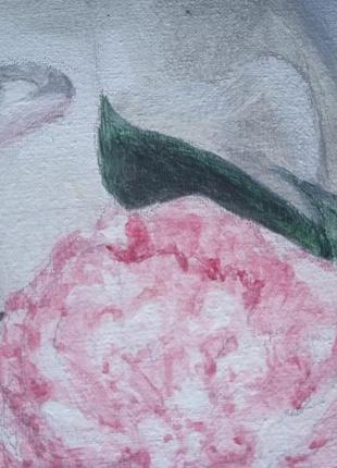 Картина акрилом ( піони та персики ) .ручна робота .4 фото