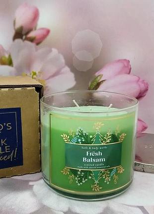 Ароматна свічка на 3 фітеля bath and body work fresh balsam