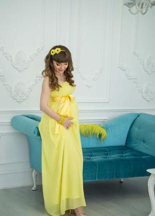Вечернее длинное жёлтое платье шифон1 фото