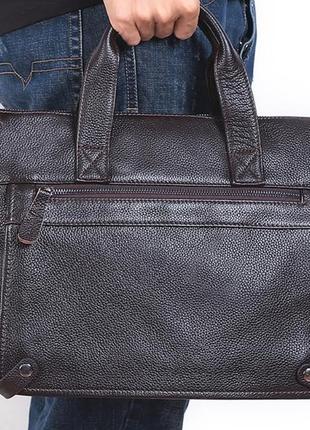 Мужская кожаная горизонтальная сумка leather collection (9947)2 фото