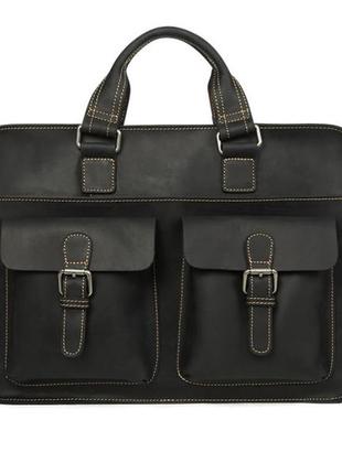 Мужская кожаная сумка портфель wild leather (262) черная2 фото
