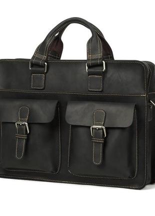 Мужская кожаная сумка портфель wild leather (262) черная1 фото