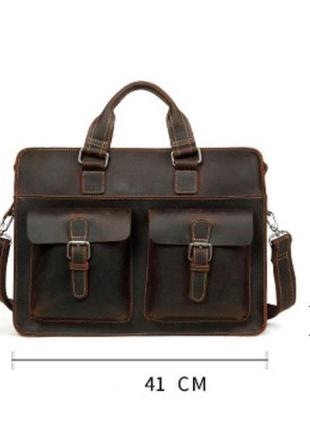 Мужская кожаная сумка портфель wild leather (262) черная6 фото